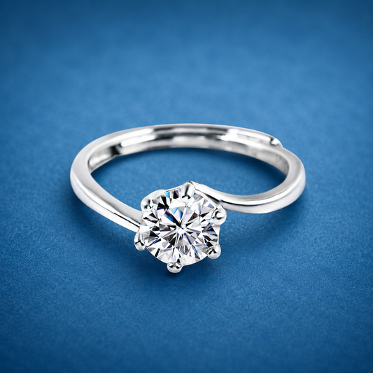 Certified 1ct Moissanite Adjustable Ring | S925 Silver | VVS1 D Color | LED Box & Free Engraving