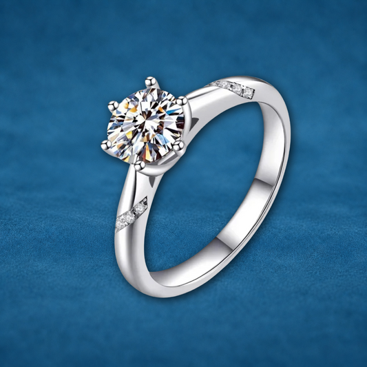 1ct Moissanite Promise Ring | 6 Prong | 925 Sterling Silver | VVS1