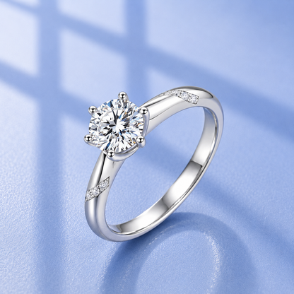 1ct Moissanite Promise Ring | 6 Prong | 925 Sterling Silver | VVS1