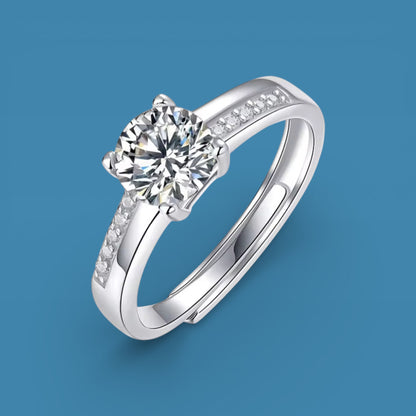 Certified 1Ct Moissanite Diamond Engagement Ring  Adjustable