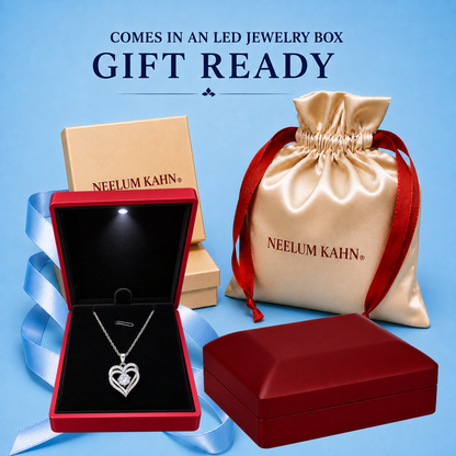1ct Moissanite Double Ring Love Heart Necklace | S925 Silver | VVS1