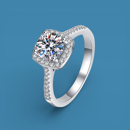 Certified 1Ct Moissanite Diamond Proposal Ring for Women – S925 Silver White Gold Plated | Red LED Gift Heart Shape Ring Box Included