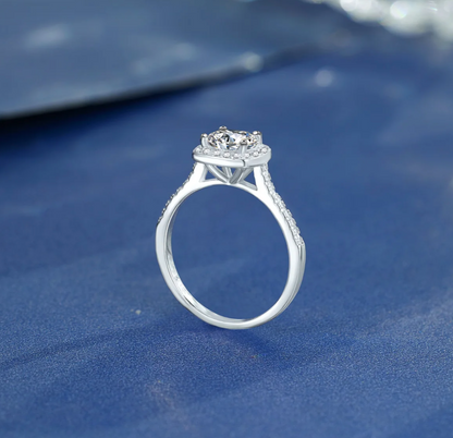 Certified 1Ct Moissanite Diamond Proposal Ring for Women – S925 Silver White Gold Plated | Red LED Gift Heart Shape Ring Box Included