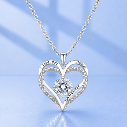 1ct Moissanite Double Ring Love Heart Necklace | S925 Silver | VVS1