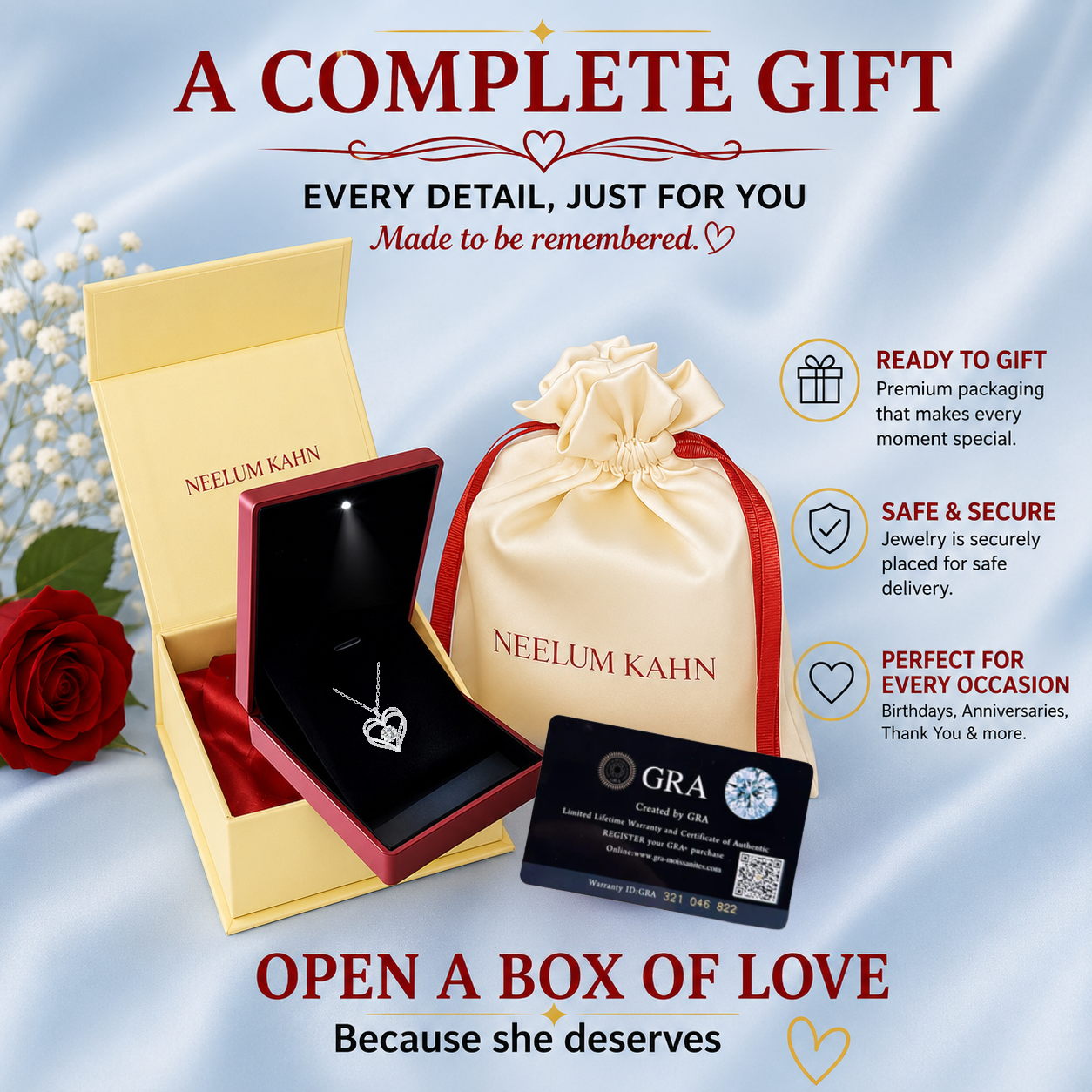 1ct Moissanite Double Ring Love Heart Necklace | S925 Silver | VVS1