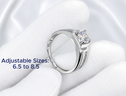 1ct Moissanite Men's Ring in Pave Setting | Adjustable | 18K Gold Plated S925 Silver | VVS1