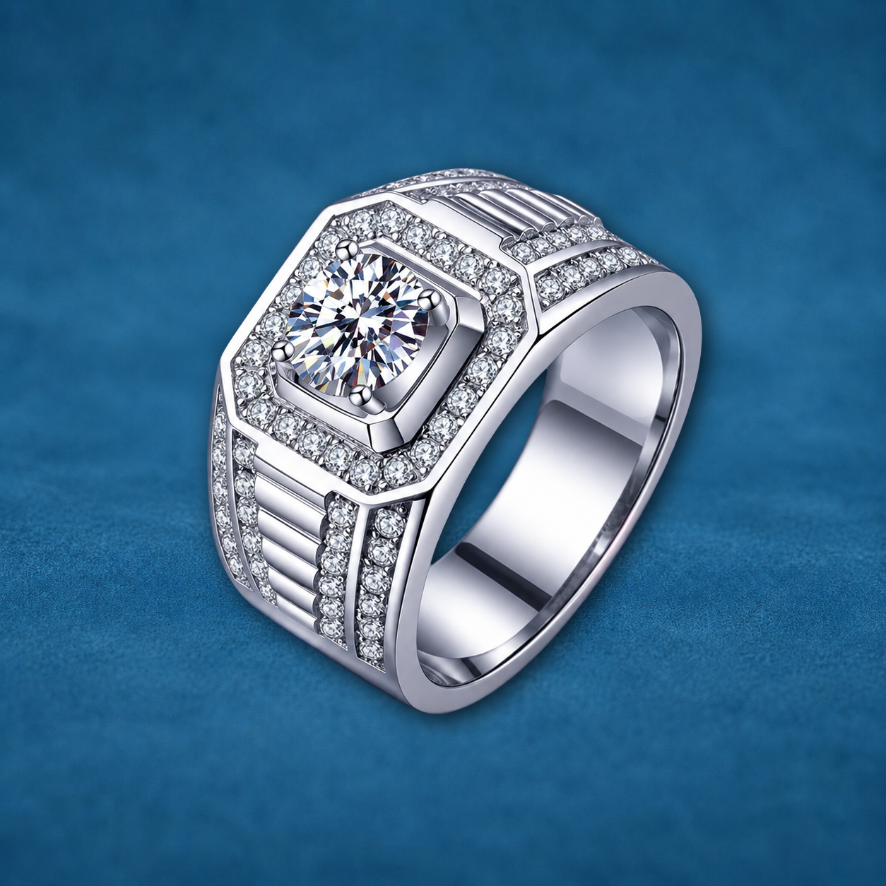 New Men's Zircon Ring | S925 Sterling Silver | Round Cut | Free Gift Box | Multiple Sizes