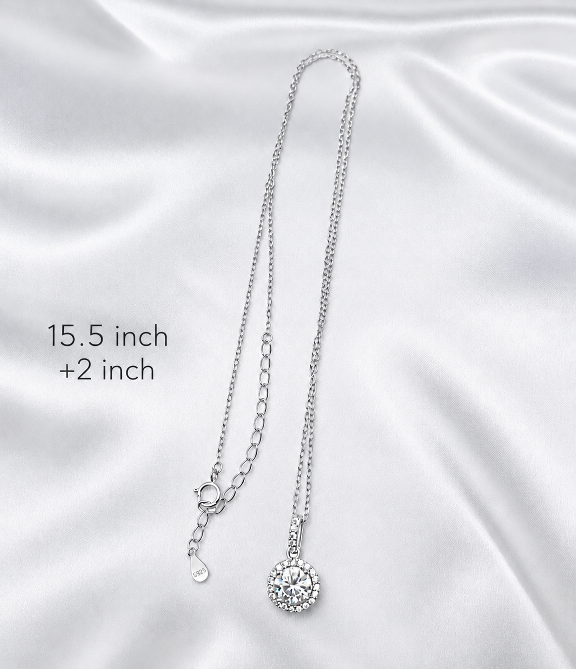 1 Ct Round Moissanite Halo Pendant Necklace | D VVS1 | 18K Gold Plated 925 Sterling Silver