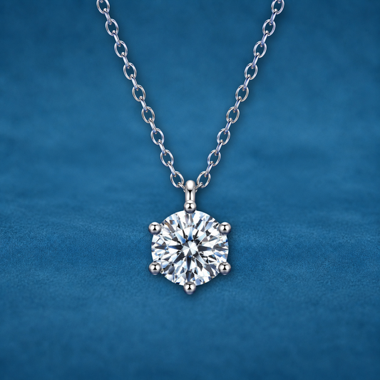 Certified 1ct Moissanite Diamond Pendant S925 Silver Promise Necklace