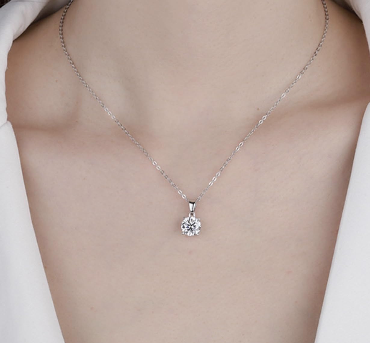 Certified 3Ct Moissanite Diamond S925 Silver Pendant Necklace