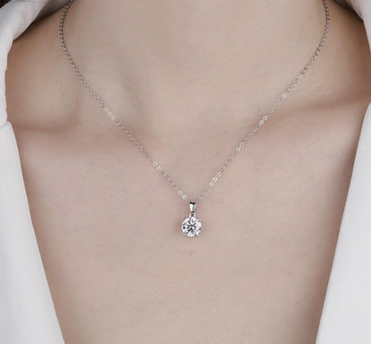 Certified 3Ct Moissanite Diamond S925 Silver Pendant Necklace