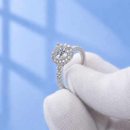 1 CT Plus Halo Moissanite Engagement Ring