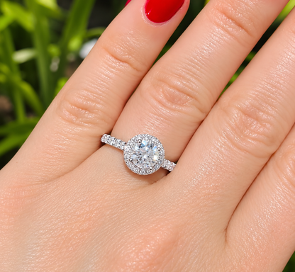 1 CT Plus Halo Moissanite Engagement Ring