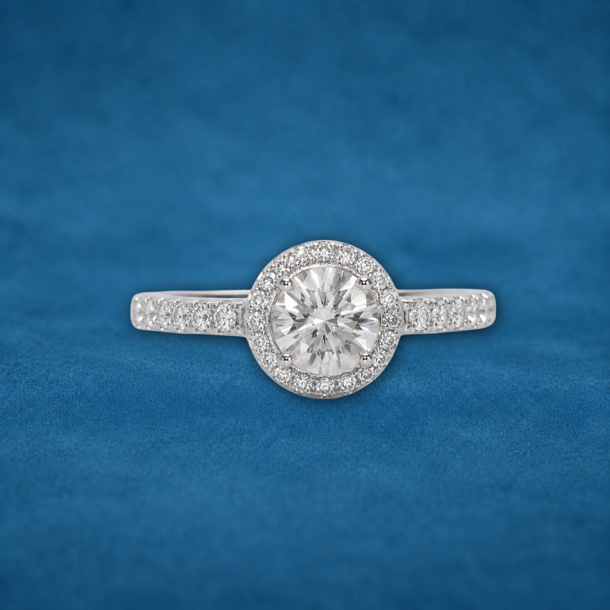 1 CT Plus Halo Moissanite Engagement Ring