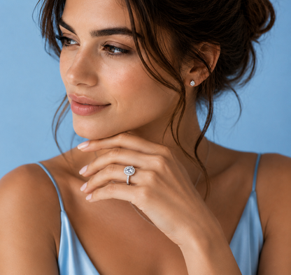 1 CT Plus Halo Moissanite Engagement Ring