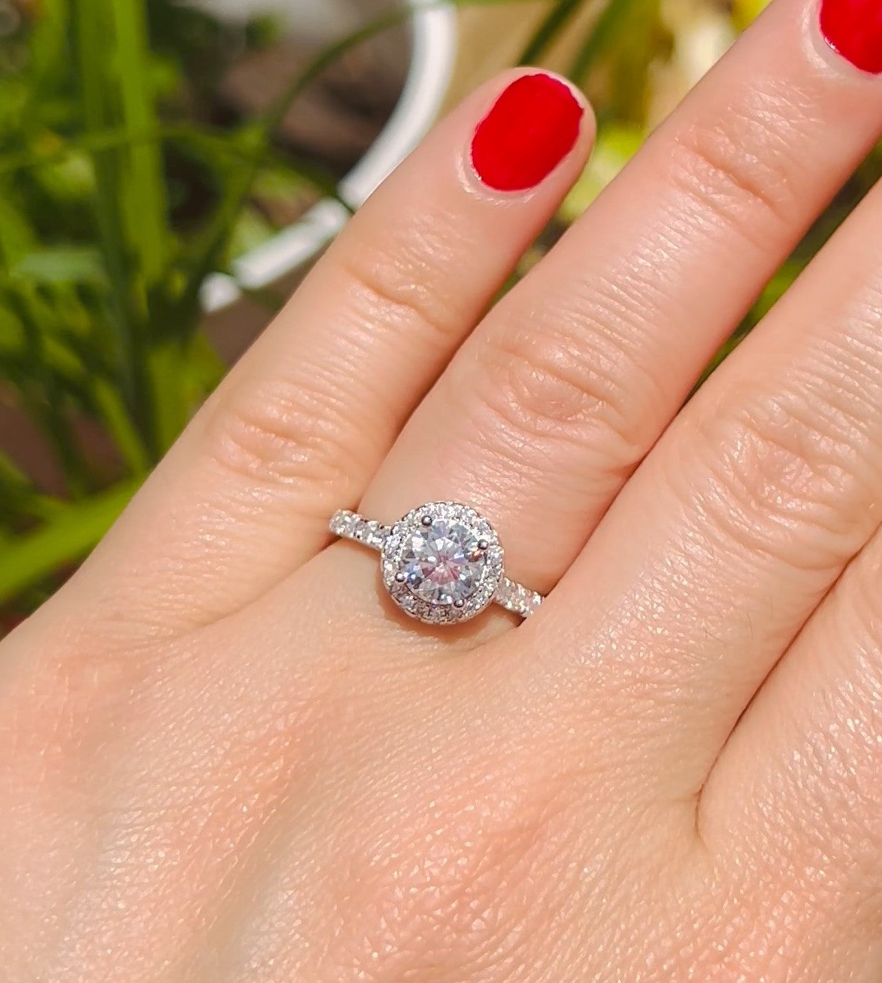 1 CT Plus Halo Moissanite Engagement Ring