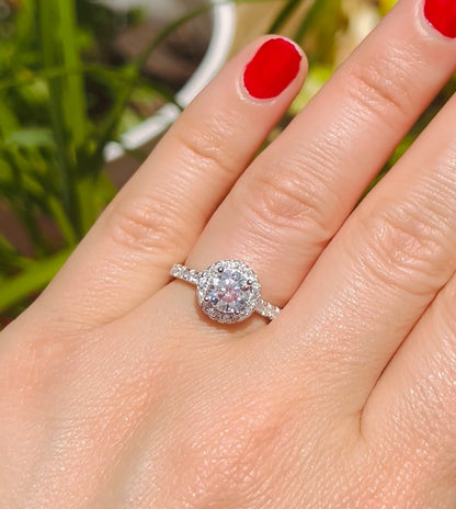 1 CT Plus Halo Moissanite Engagement Ring