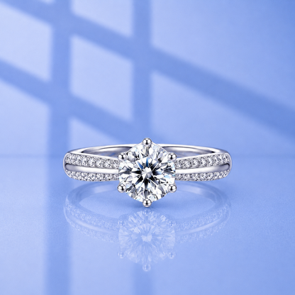 1ct Moissanite Micro Pave Setting Ring | 18K Gold Plated S925 Silver | For engagement and proposals