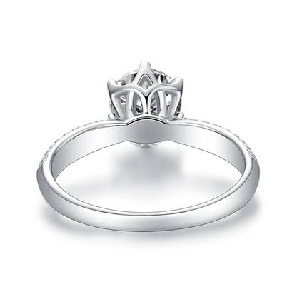 1Ct Moissanite Promise/Engagement Ring, 925 Sterling Silver, Round Cut, VVS1 Clarity, with Gift LED Ring Box