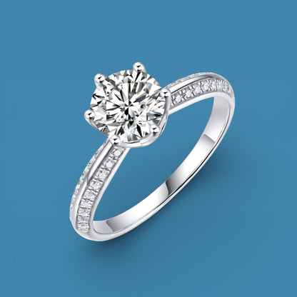 1Ct Moissanite Promise/Engagement Ring, 925 Sterling Silver, Round Cut, VVS1 Clarity, with Gift LED Ring Box