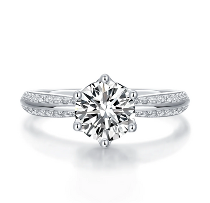 1Ct Moissanite Promise/Engagement Ring, 925 Sterling Silver, Round Cut, VVS1 Clarity, with Gift LED Ring Box