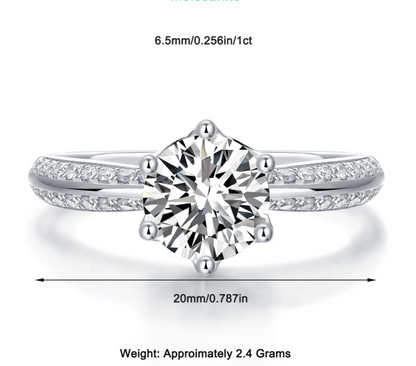 1Ct Moissanite Promise/Engagement Ring, 925 Sterling Silver, Round Cut, VVS1 Clarity, with Gift LED Ring Box