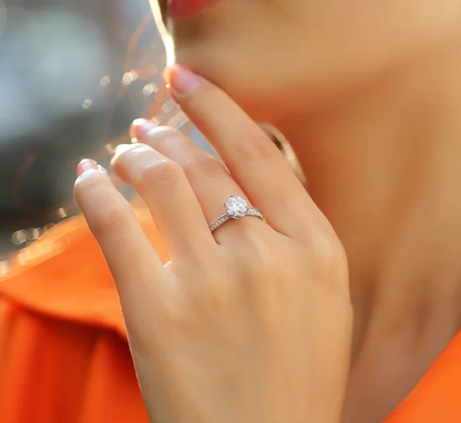 1Ct Moissanite Promise/Engagement Ring, 925 Sterling Silver, Round Cut, VVS1 Clarity, with Gift LED Ring Box