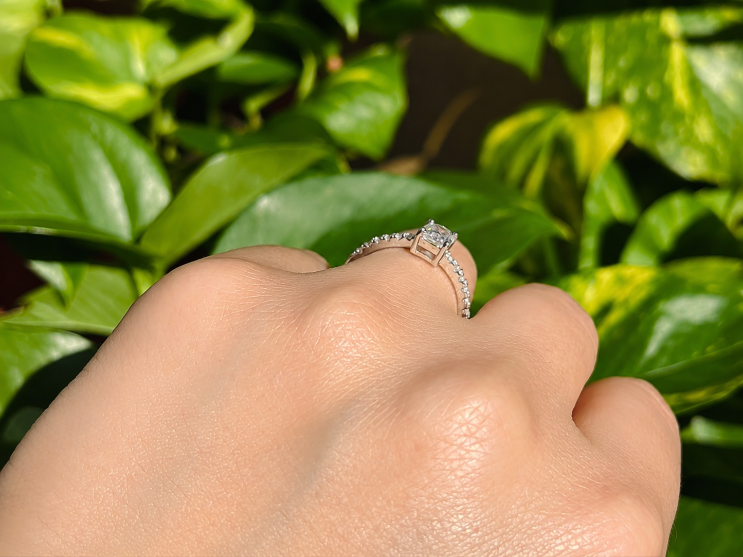 1ct Radiant Cut Moissanite Pavé Engagement Ring | S925 Silver | VVS1