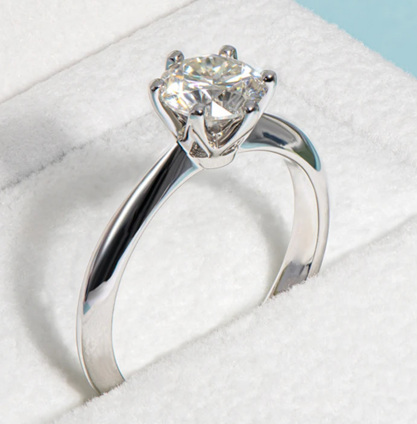 1ct Moissanite Diamond Ring, 925 Sterling Silver, 18K Gold Plated, Round Cut