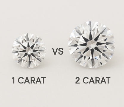 2ct (1+1) Moissanite Diamond Stud Earrings, 925 Sterling Silver, Round Cut, D Color, VVS1 Clarity, Push Back Studs with Free Gift LED Light Heart Box