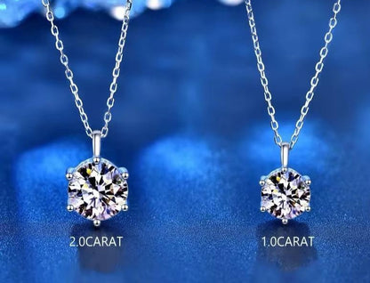 Certified 1ct Moissanite Diamond Pendant S925 Silver Promise Necklace