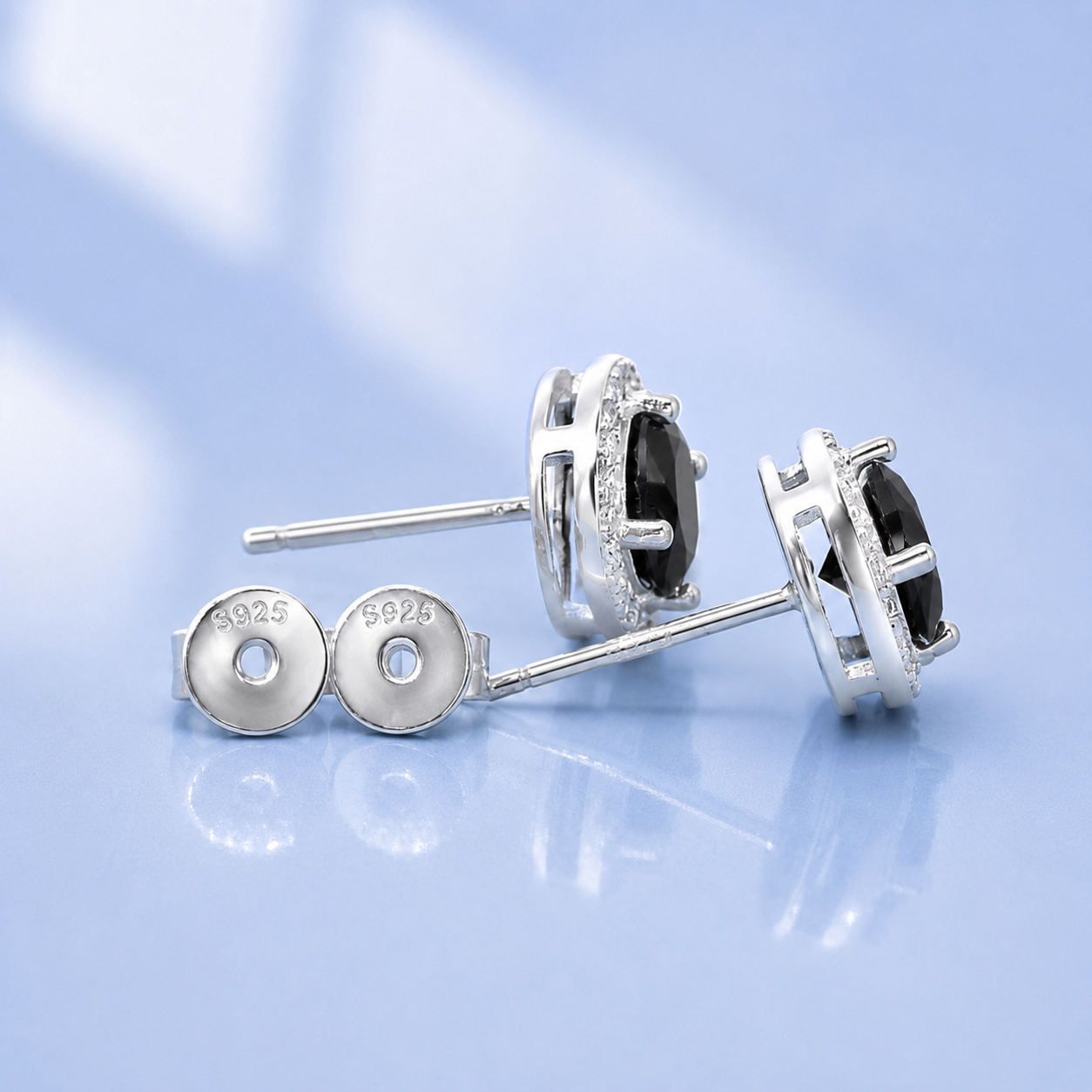 Men's 2ct Black Halo Moissanite Diamond Stud Earrings | 1ct Each | Gothic Style