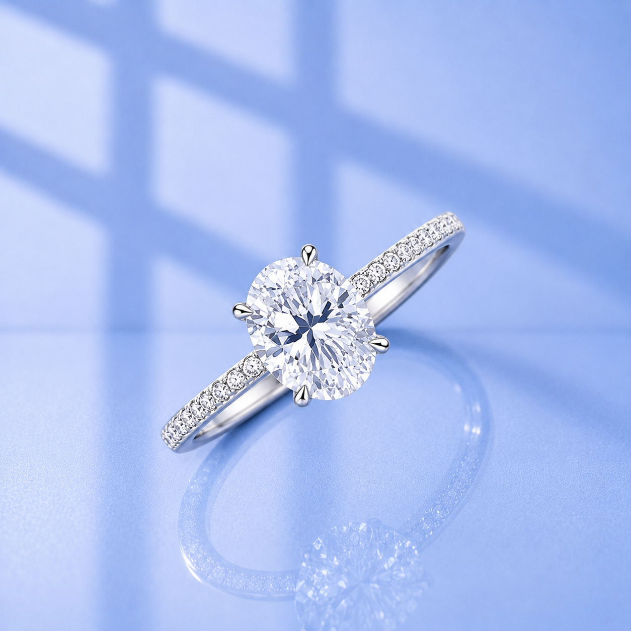 2ct Oval Cut Moissanite Pave Setting Ring | S925 Silver | VVS1 | Wedding & Engagement