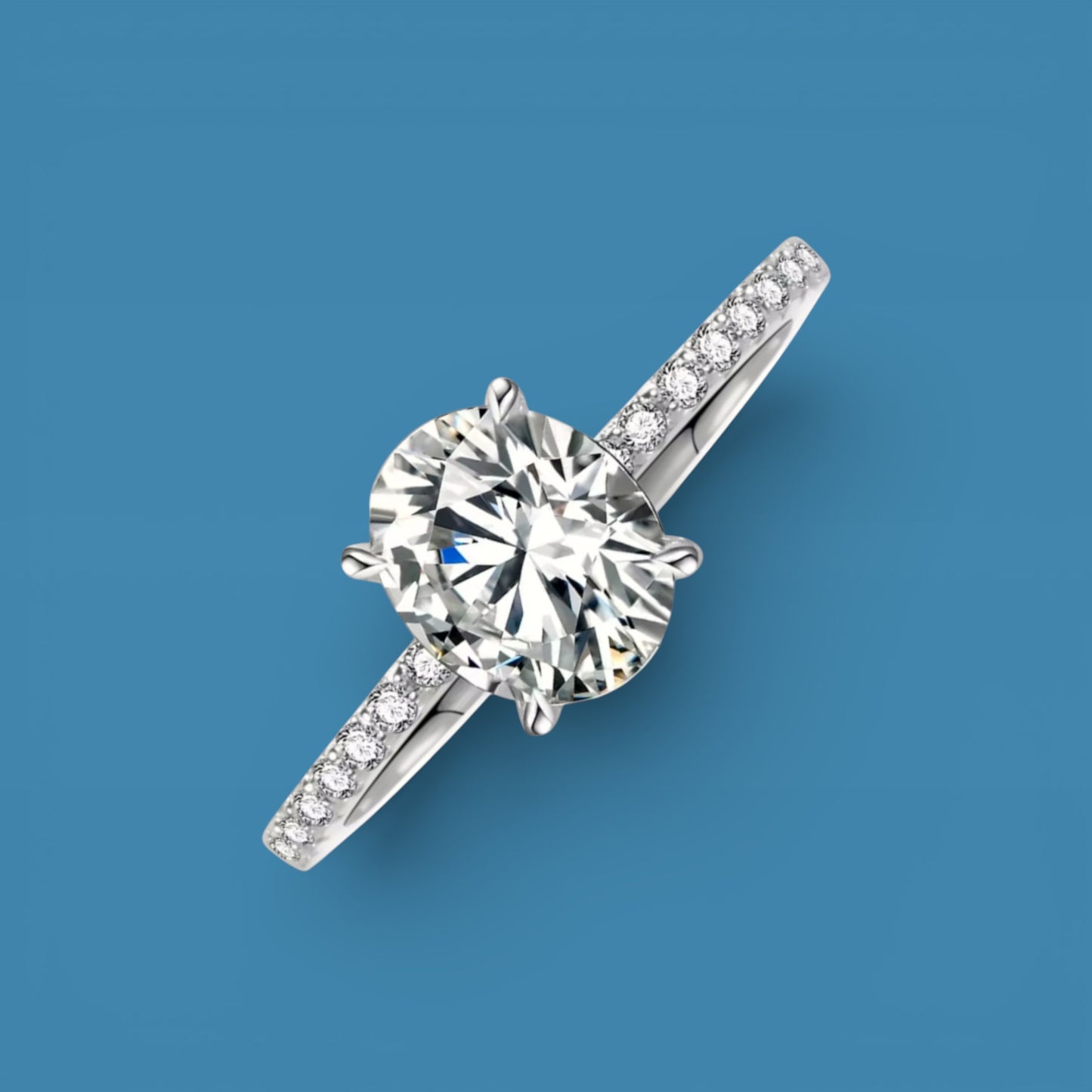 2Ct Oval Cut Moissanite Ring, 925 Sterling Silver, VVS1 Clarity, for Weddings and Engagements Halo Ring