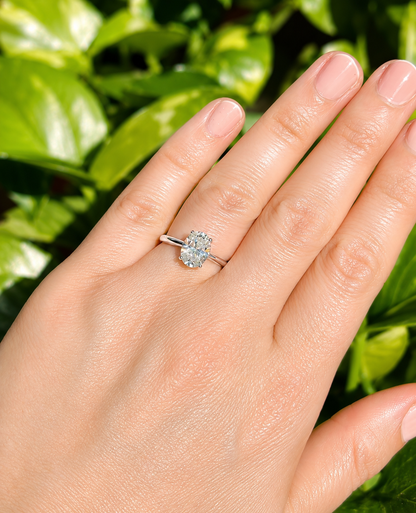 2ct Oval Cut Moissanite Engagement Ring | Solitaire Ring | S925 Silver |Color D VVS1