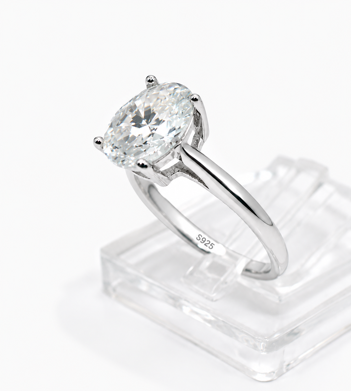 2ct Oval Cut Moissanite Engagement Ring | Solitaire Ring | S925 Silver |Color D VVS1