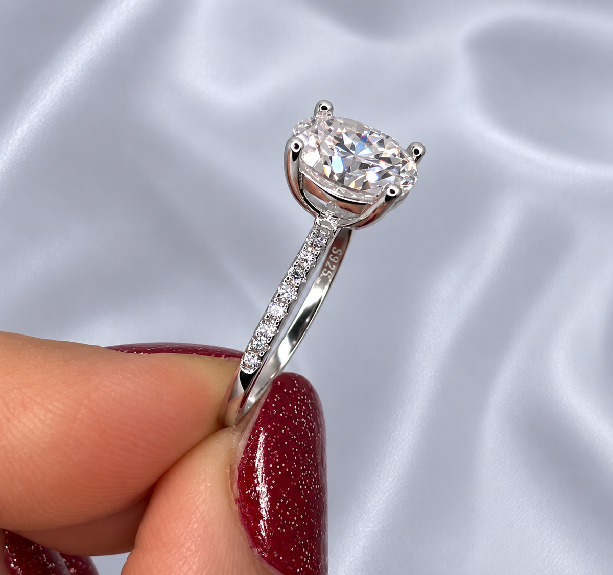2ct Oval Cut Moissanite Pave Setting Ring | S925 Silver | VVS1 | Wedding & Engagement