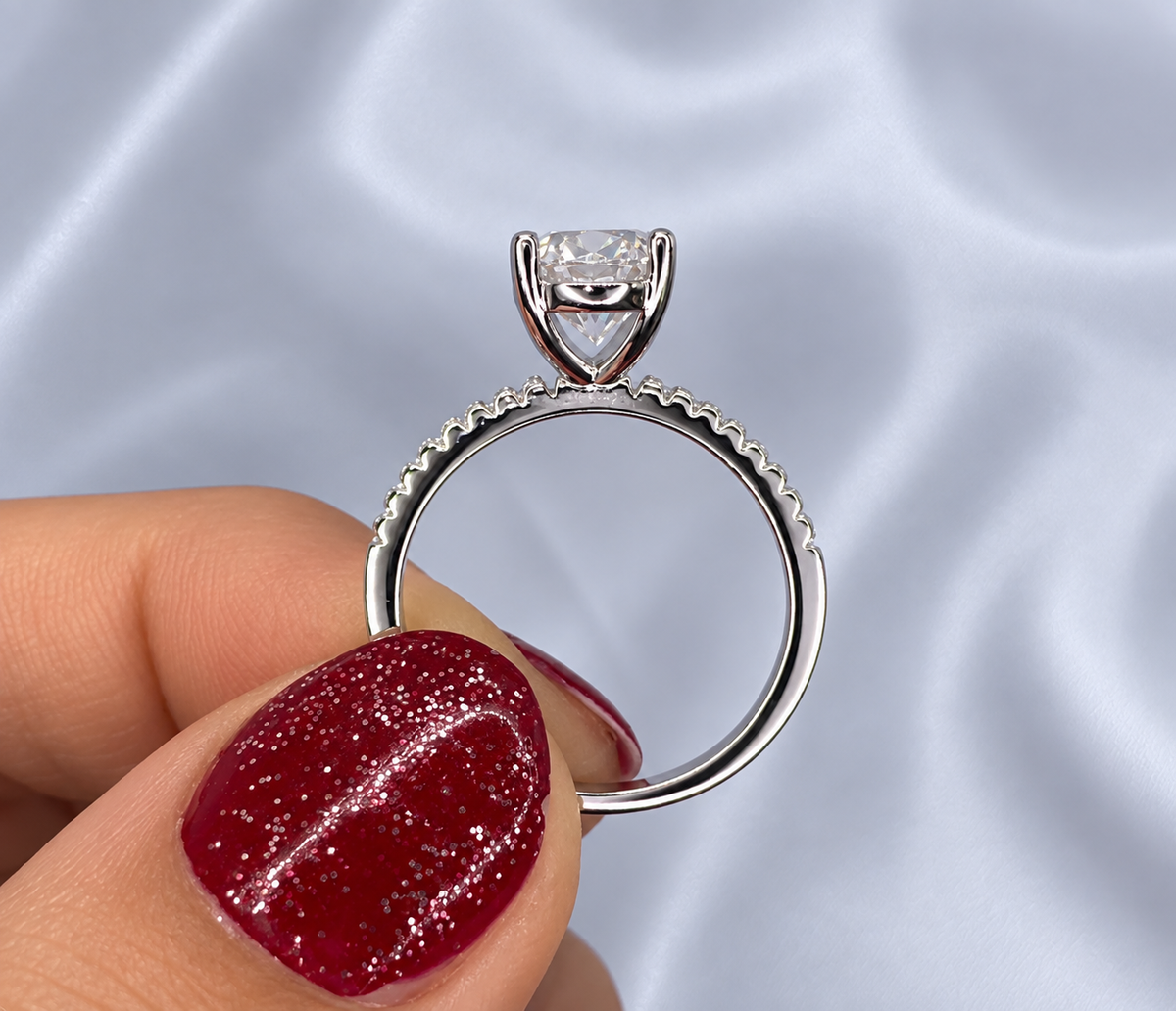 2ct Oval Cut Moissanite Pave Setting Ring | S925 Silver | VVS1 | Wedding & Engagement