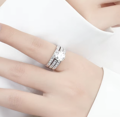 2Ct Moissanite Diamond Ring, S925 Sterling Silver Band, Round Cut, D Color, VVS1 Clarity, LED Gift Ring Box Included