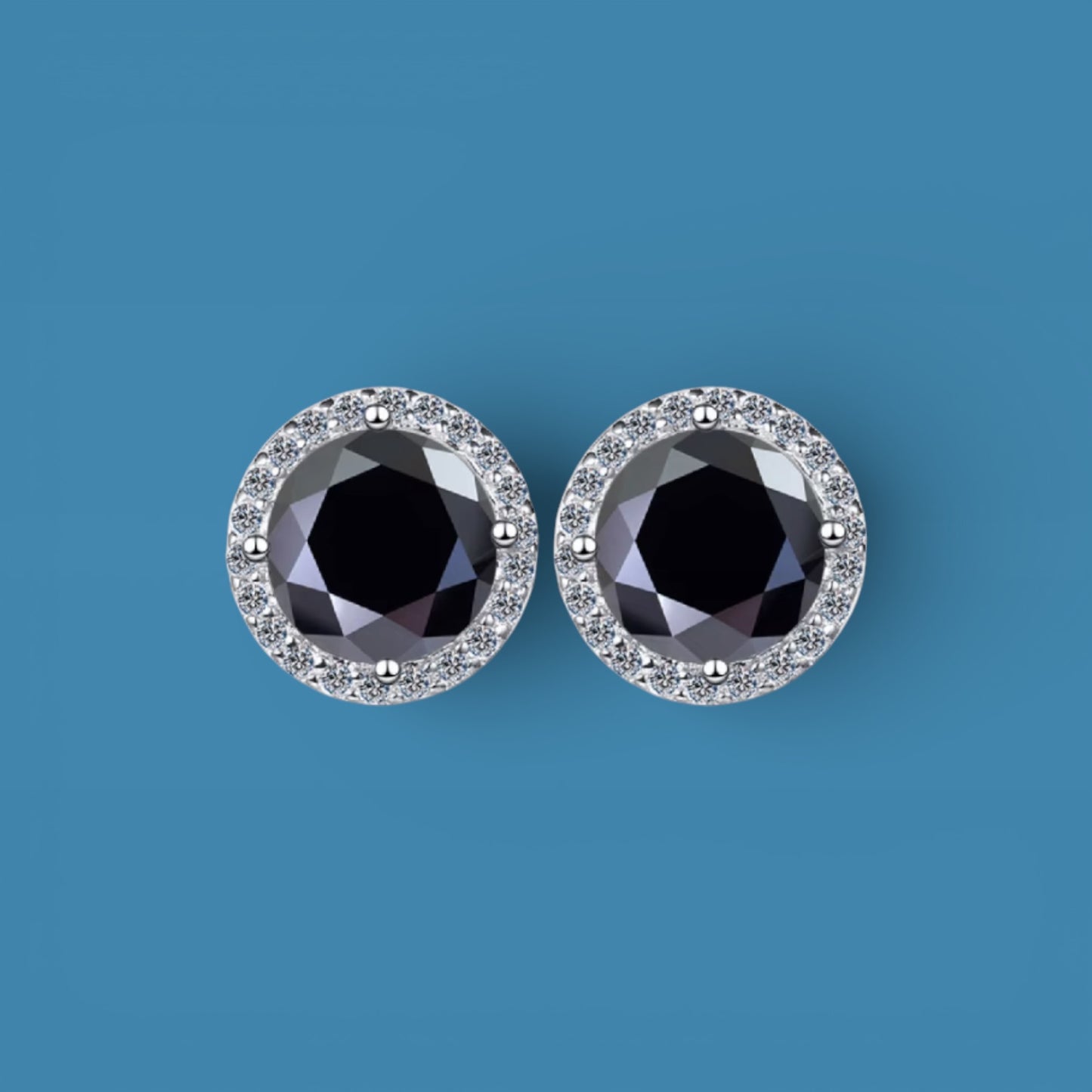 Men 2Ct (1ct each) black Moissanite Diamond stud earrings
