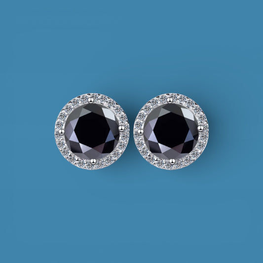 Men 2Ct (1ct each) black Moissanite Diamond stud earrings