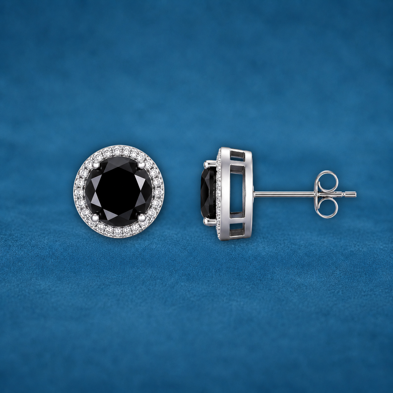 Men's 2ct Black Moissanite Diamond Stud Earrings | 1ct Each | Platinum Plated S925 Silver