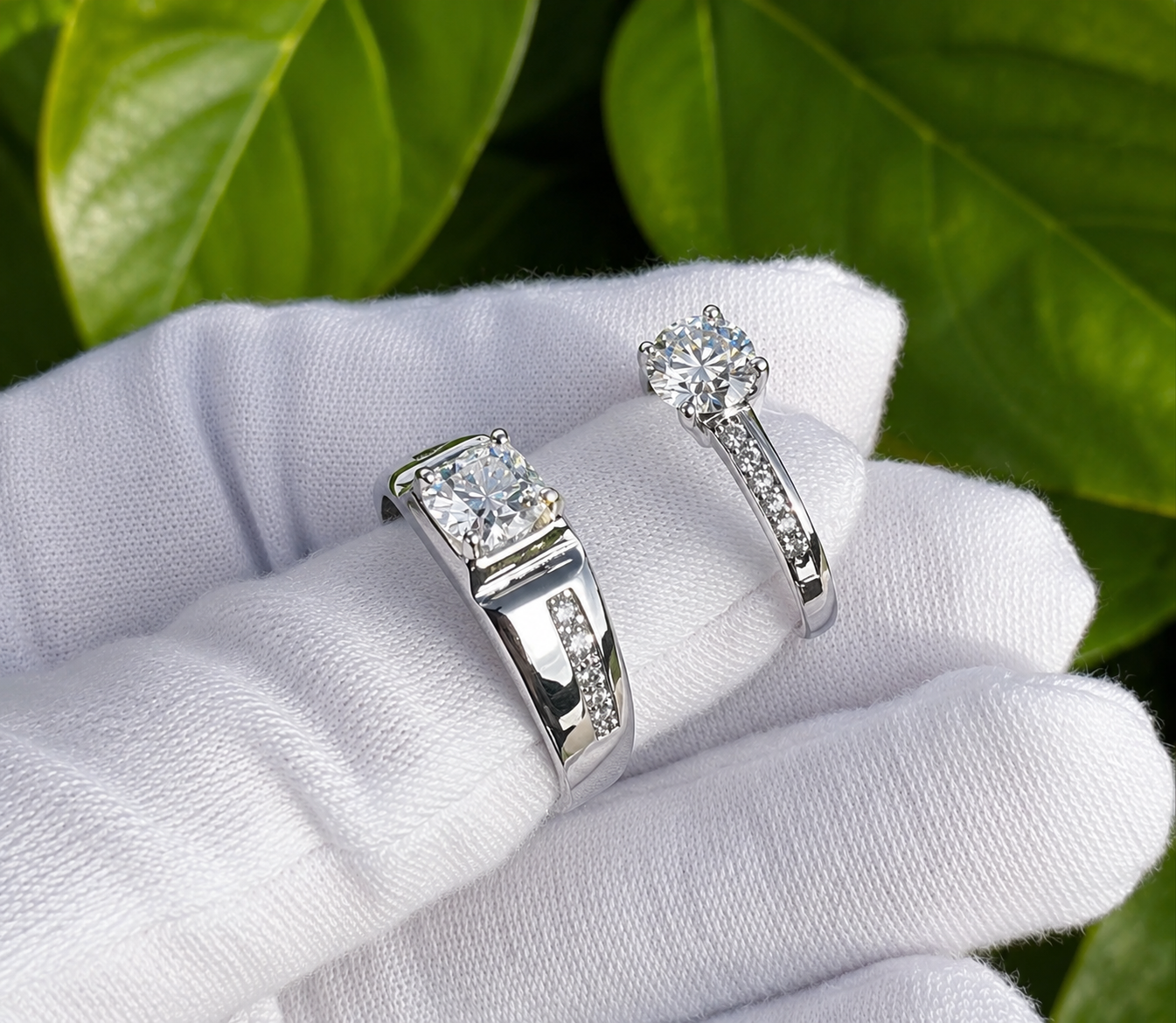 2ct Moissanite Couple Rings Set | Adjustable | S925 Silver | VVS1
