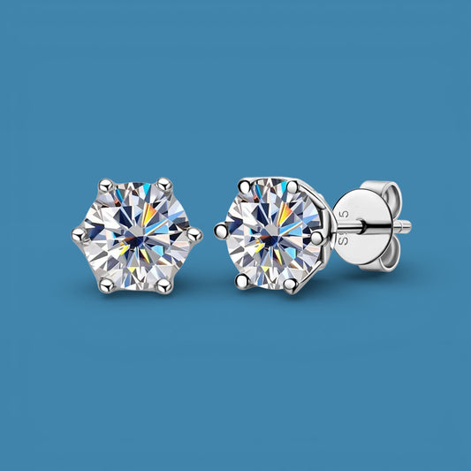 Certified 4ct Push Back Moissanite Diamond S925 Silver Platinum Plated Stud Earrings