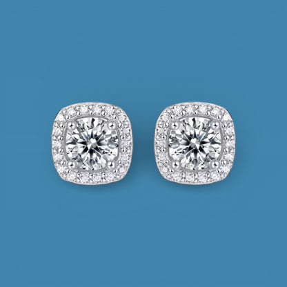 Certified 2Ct Moissanite Stud Earrings – Square 925 Silver