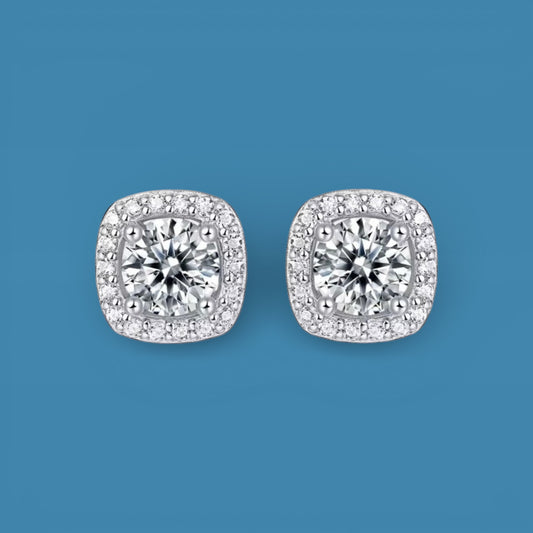 Certified 2Ct Moissanite Stud Earrings – Square 925 Silver