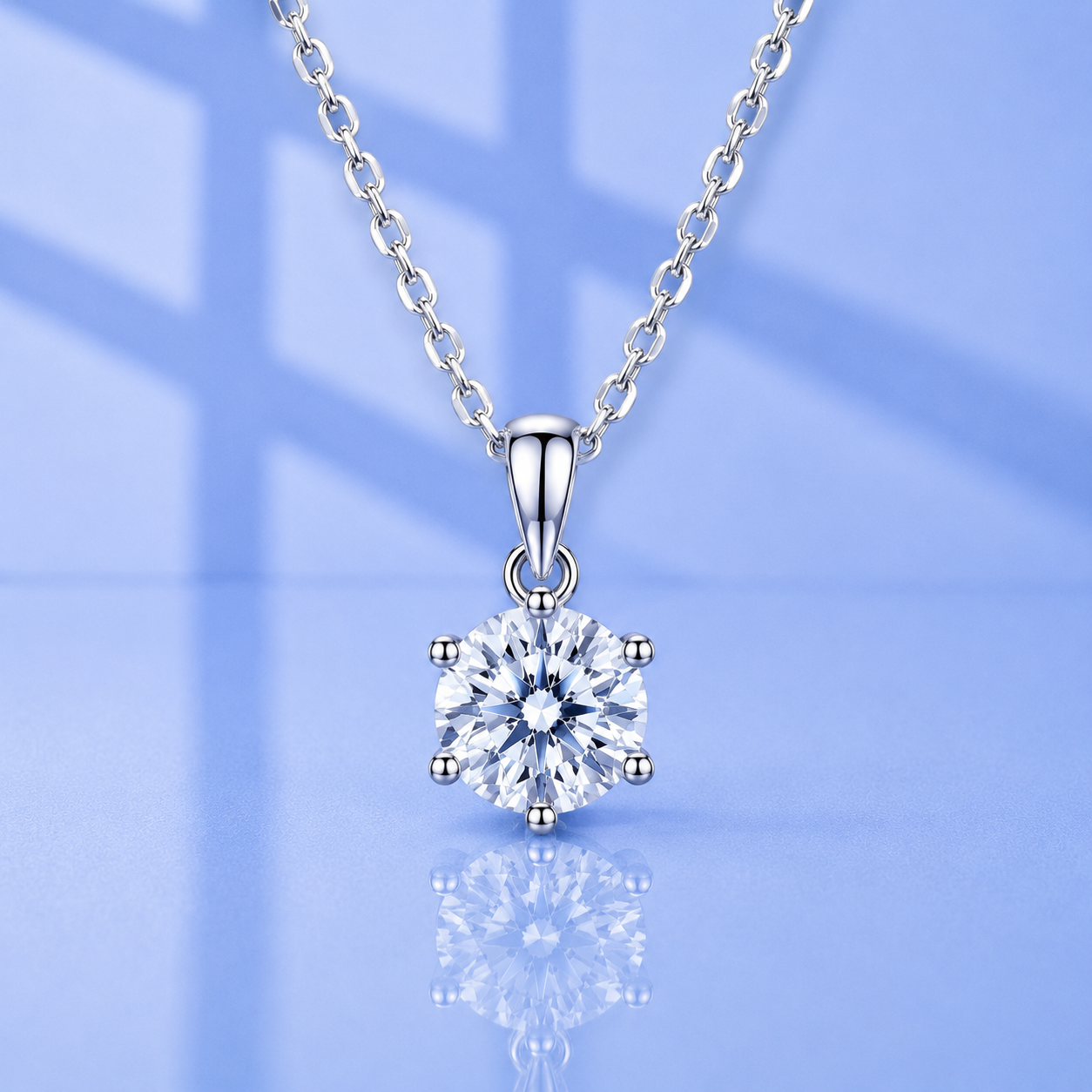 Round Moissanite Diamond Pendant Necklace | S925 Silver | VVS1 | 17.5" Chain