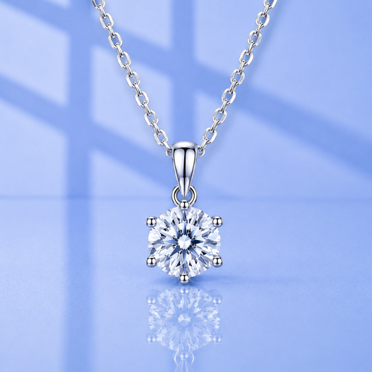 2ct Moissanite Diamond Pendant Necklace | S925 Silver | VVS1 | 17" Chain