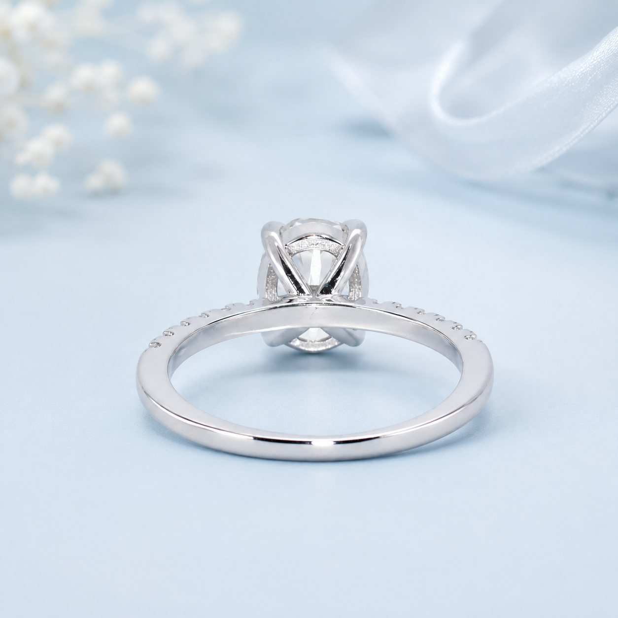 2ct Oval Cut Moissanite Pave Setting Ring | S925 Silver | VVS1 | Wedding & Engagement