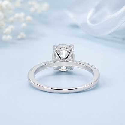2ct Oval Cut Moissanite Pave Setting Ring | S925 Silver | VVS1 | Wedding & Engagement
